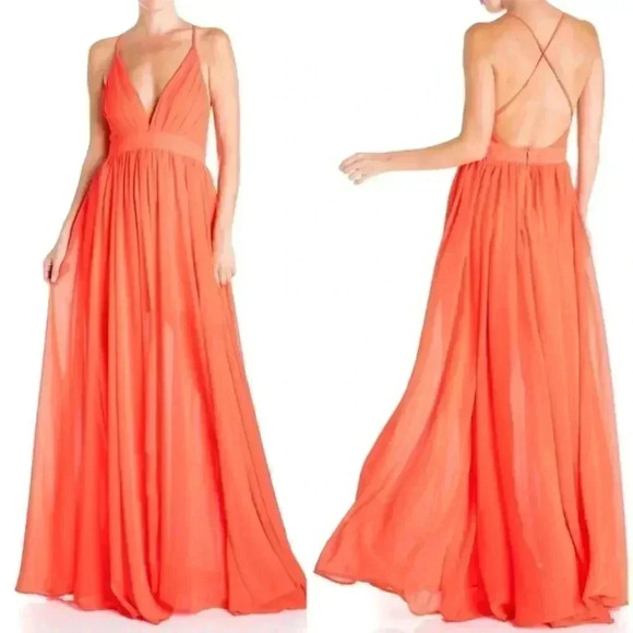 NWT Meghan LA Enchanted Garden Maxi Dress in Flame - Picture 1 of 6